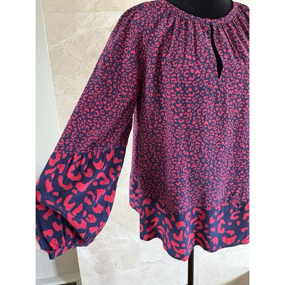 Vineyard Vines Leopard Tier Dress + Blouse Set- M, Navy Red Preppy Coord Duo NWT - Picture 12 of 14
